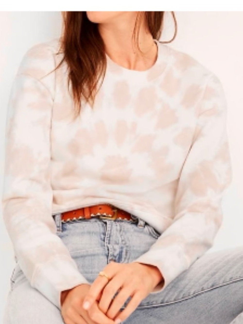 Madewell Pale tan Pink Crewneck cropped  Sweatshirt medium